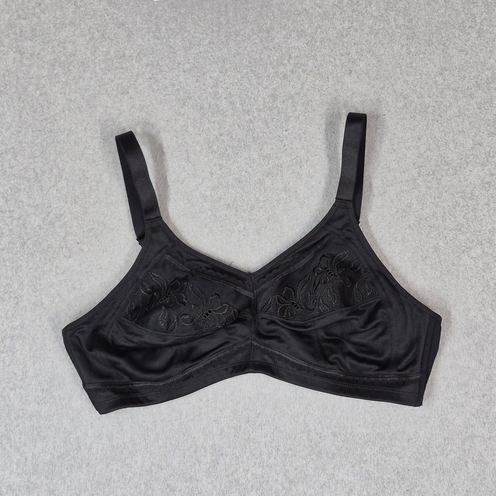 Delimira Women Bra 38C Black Wirefree T Shirt Wireless Embroidered